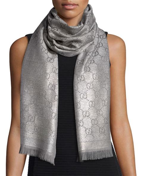 gucci scarf silver|gucci scarf for sale.